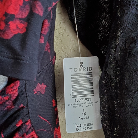 Rose/black blouse, never worn - Picture 4 of 4